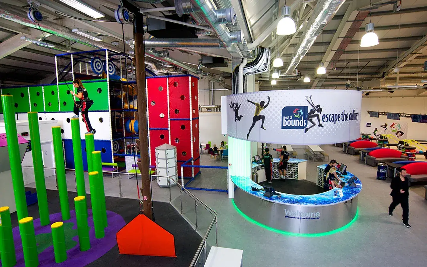 Indoor climbing activities and reception at Out of Bounds, West Sussex